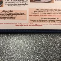 Vegan menu options  at Batter Up Pancakes in Fresno