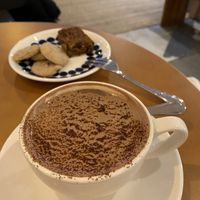 Hot choco and cookies! I love these cookies! at Vegan Space in Seoul