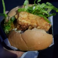 Vegan chicken burger at Anti Burger in Panama City