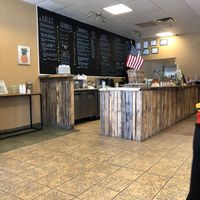 Really cute interior  at Farm 2 Cup Juicery in Raynham