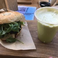 east and saturday morning juice  at Big Bad Bagels - Baznicas in Riga