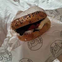 Vegan bagel with v.feta at Big Bad Bagels - Baznicas in Riga