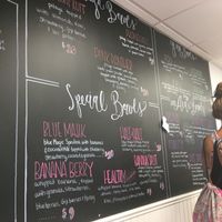 The menu written on the wall. at The Juice Pod in Sea Isle City
