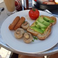 Comes with beans but I don't like them at Compass Cafe Bar in Blackpool