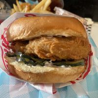 Crispy chicken sandwich   at Monty's Good Burger - Koreatown in Los Angeles
