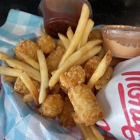 50/50 tater tots and fries  at Monty's Good Burger - Koreatown in Los Angeles