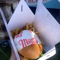 Digging In - Single Patty Burger w/Tots and Fries  at Monty's Good Burger - Koreatown in Los Angeles
