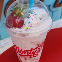 Small strawberry milkshake at Monty's Good Burger - Koreatown in Los Angeles