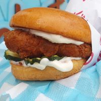 Chicken sandwich at Monty's Good Burger - Koreatown in Los Angeles