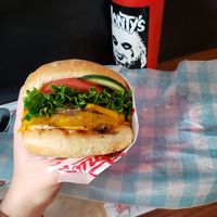 Double burger at Monty's Good Burger - Koreatown in Los Angeles