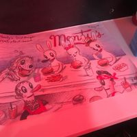 Place mats  at Monty's Good Burger - Koreatown in Los Angeles