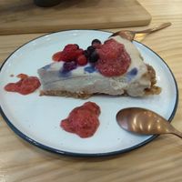 Raw vegan cheesecake at Okaeri in Gijon