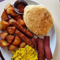 Vegan all american pancakes at The Breakfast Club in London