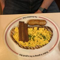 Scrambled tofu with sausage and bacon   at The Breakfast Club in London