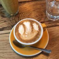 Soy milk latte at The Breakfast Club in London