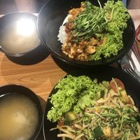 Spicy mapu tofu rice and teriyaki udon noodles at  Kimburi 金料理 in Central Singapore