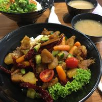 Rice bowls and miso soup at  Kimburi 金料理 in Central Singapore