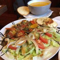 Vegan soup and vegan dish of the day at Aina café at Cafe Aina in Stirling