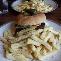 Burgers with chips at Cafe Aina in Stirling