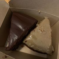 Famous chocolate cake 
Cake of the day (banana)  at Cafe Aina in Stirling