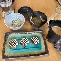 Breakfast day 1, including patties with edamame, apple, flax seed   at Vegan Minshuku Sanbiki Neko in Kyoto