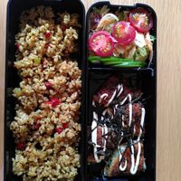 Late breakfast in a bento box at Vegan Minshuku Sanbiki Neko in Kyoto