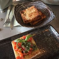 Bruschetta (seasonal) and garlic bread   at Rosso in Porvoo