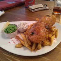 Banana blossom fish and chips. at Sankey's Seafood in Tunbridge Wells