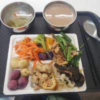 ~120 TWD, 100 with two discount vouchers. No rice at ZhǎngChūn 長春 - Minzu in Tainan