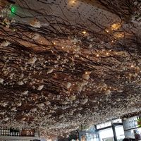 Flowery ceiling at Megan's by the Green in South West London