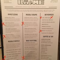 Not Available: any soup, tofu, mushrooms, impossible beef - very sad!! at Ba & Me in Honesdale