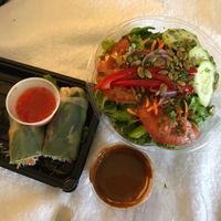 grab-and-go salad and spring rolls at Middle Way Cafe in Anchorage