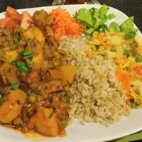 Massive portion of Seitan stew at Anjo Verde in Braga