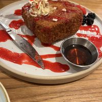 Almond butter French toast (brunch menu)  at Fresh Kitchen & Juice Bar in Toronto
