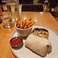 9 layer burrito and fries at Fresh Kitchen & Juice Bar in Toronto