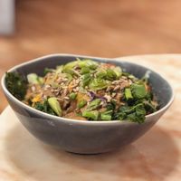 Green poutine at Fresh Kitchen & Juice Bar in Toronto