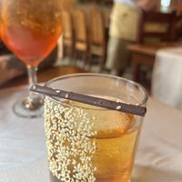 Mayan mole old fashioned   at Elvi's Kitchen in San Pedro