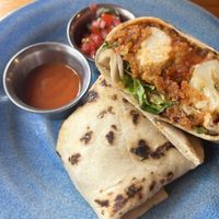 Buffalo cauliflower wrap  at Elvi's Kitchen in San Pedro