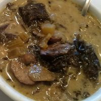 Sage Mushroom soup, a vegan soup special served at Outdated Lite on January 27, 2020. Picture by member FoodFirst. at Outdated Lite in Kingston