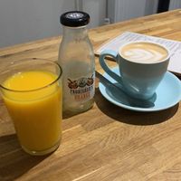 Coconut Flat White + OJ at Short + Stout in Chester
