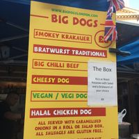 Menu board at Big Dogs in Kingston Upon Thames