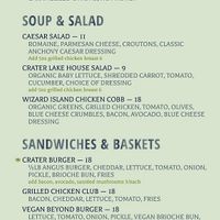 Lunch menu  at Crater Lake Lodge in Klamath Falls