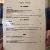 Vegan menu!!! at Restaurant O in Coos Bay