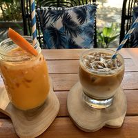 Juice and iced coffee at Kin Cafe in Seminyak