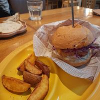 Tempeh chicken burger at Mr. Farmer - Midtown Hibiya in Tokyo