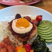 Loco Moco with vegan sunny side up at Mr. Farmer - Midtown Hibiya in Tokyo