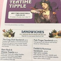 Their menu  at The Cosy Club in Lincoln