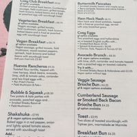 Their menu  at The Cosy Club in Lincoln