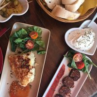 Spanish omelette, vegan chorizo, vegan alioli  at Lola's Tapas Restaurant in Bournemouth