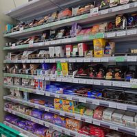 Mostly conventional chocolate selection at BioJu in Tirana